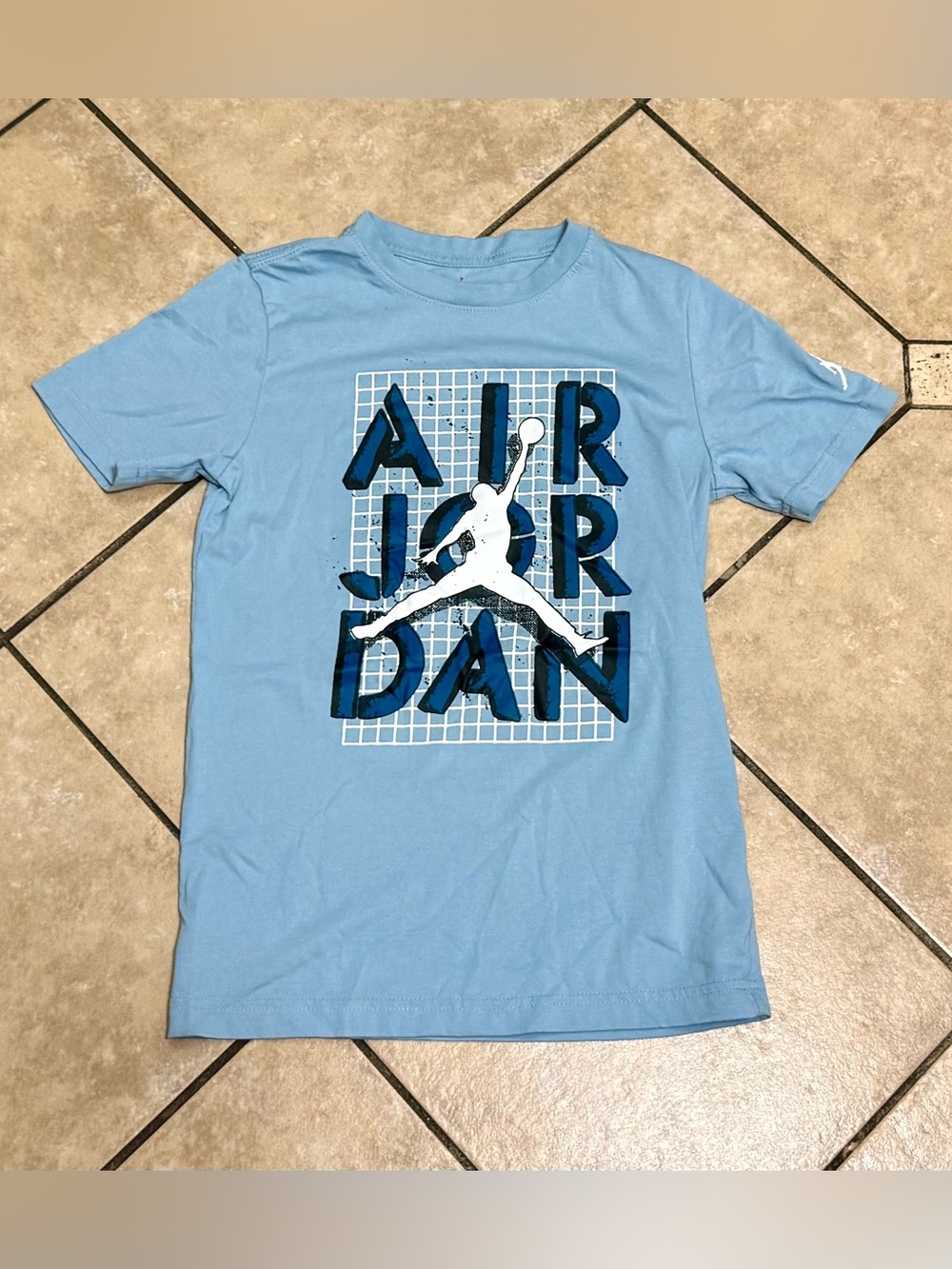 Boys Jordan Light Blue Short Sleeve Air Jordan Graphic Tee